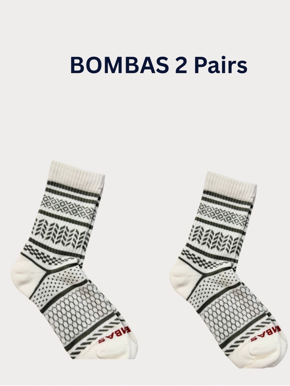 Bombas Fair Isle Half Calf Socks featuring a white and gray pattern Med
